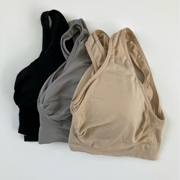 Bralettes, three pack! 3 colors, blk, beige, gray, 2X with shaping insert - Picture 9 of 9
